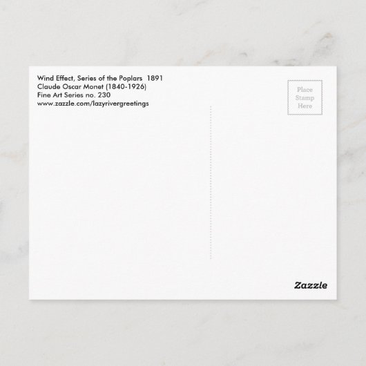 モネ風エフェクトポプラヴィンテージ風景 ポストカード (裏面)