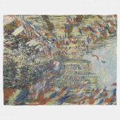 モネ1878パリのRue Montorgueil フリースブランケット (正面(横))