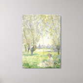 モネ1880年、ウィローズの下の女性 キャンバスプリント (正面)