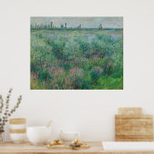 モネ1881年ヴェテウイル近郊のセーヌ川の土手 ポスター (キッチン)