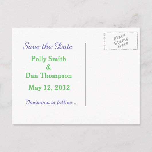 モネ・アガパンツス花は日付を結婚保存 案内ポストカード (裏面)