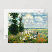 モネ - アルジャントゥイユのポピー畑、誕生日メッセージ ポストカード (正面/裏面)