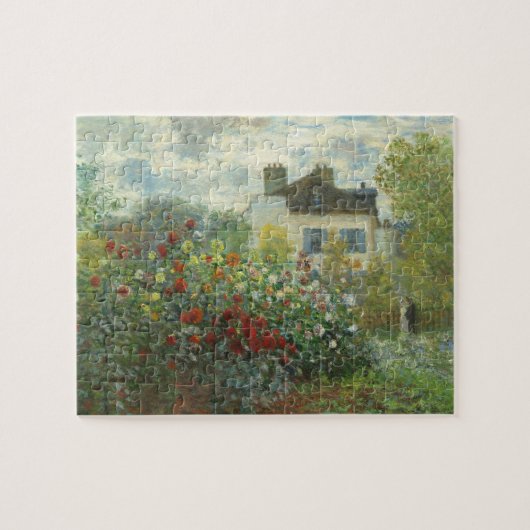 モネ「アルジャントゥイユの画家のアトリエの庭」絵画 ジグソーパズル (横)