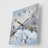 モネ - アルジャントゥイユの雪景色 スクエア壁時計 (傾斜)