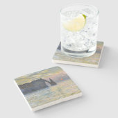 モネ - エトルタの断崖、マンヌポルト、夕陽 ストーンコースター (横)