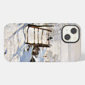 モネ：「カササギ」、有名な絵画、 iPhoneケース (裏面横)