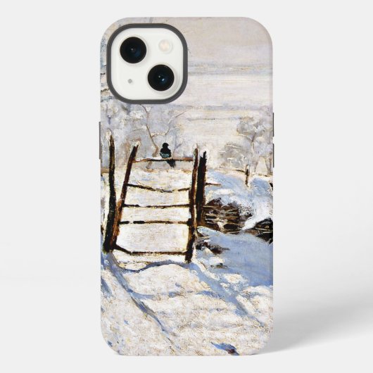 モネ：「カササギ」、有名な絵画、 iPhoneケース (裏面)