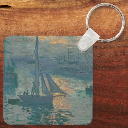 モネ・サンライズ海洋印象派絵を描の キーホルダー (裏面)