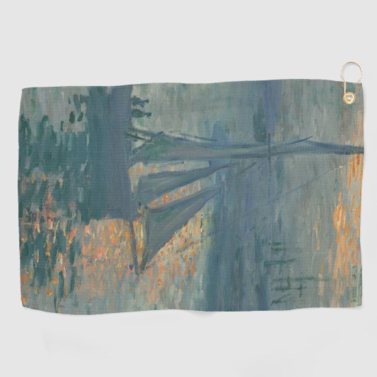 モネ・サンライズ海洋印象派絵を描の ゴルフタオル (横)