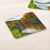 モネ – ジュフォスの腕、秋、 スクエアペーパーコースター (アングル)
