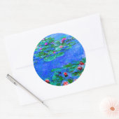 モネ – スイリ（赤）、有名絵画なユリ ラウンドシール (封筒)