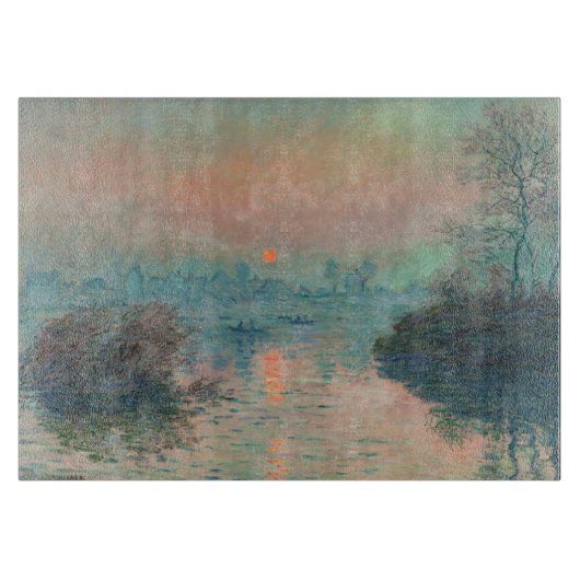 モネ「セーヌの夕日」ファインアート印象派 カッティングボード (正面)