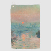 モネ「セーヌの夕日」ファインアート印象派 ゴルフタオル (正面)