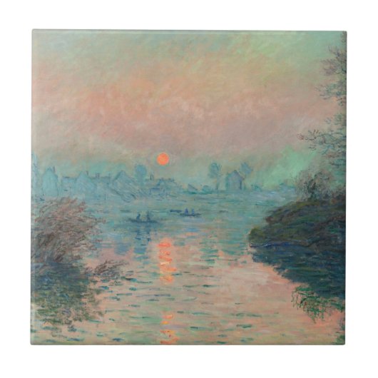 モネ「セーヌの夕日」ファインアート印象派 タイル (正面)