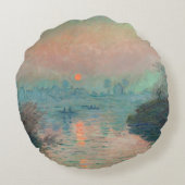 モネ「セーヌの夕日」ファインアート印象派 ラウンドクッション (裏面)