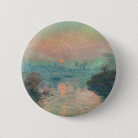 モネ「セーヌの夕日」ファインアート印象派 缶バッジ (正面)