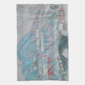 モネ – ノルウェー、サンドヴィケン村の雪 キッチンタオル (縦)