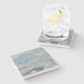 モネ – ノルウェー、サンドヴィケン村の雪 ストーンコースター (横)