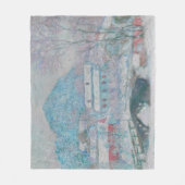 モネ – ノルウェー、サンドヴィケン村の雪 フリースブランケット (正面)