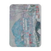 モネ – ノルウェー、サンドヴィケン村の雪 マグネット (縦)