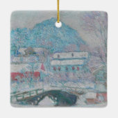 モネ - ノルウェー、雪のサンドヴィーケン村 セラミックオーナメント (裏面)