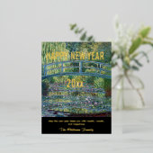 モネ – ハッピーニューイヤーとスイレン池 箔シーズンポストカード (立ち正面)