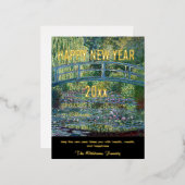 モネ – ハッピーニューイヤーとスイレン池 箔シーズンポストカード (正面/裏面)