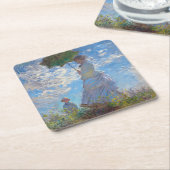 モネ・パラソルを持つ女性 スクエアペーパーコースター (アングル)