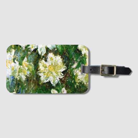 モネ – ホワイトクレマティス、有名なフローラ絵画ズ ラゲッジタグ (正面横)