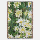 モネ-ホワイト·クレマティス、有名なフローラ絵画ズ スローブランケット (正面縦)
