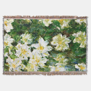 モネ-ホワイト·クレマティス、有名なフローラ絵画ズ スローブランケット