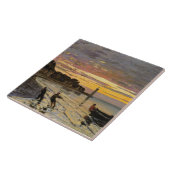 モネ – ボートを引っ張り上げる素晴らし、芸術、 タイル (側面)