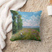 モネ – ポプラ付き牧草地 クッション (ブランケット)