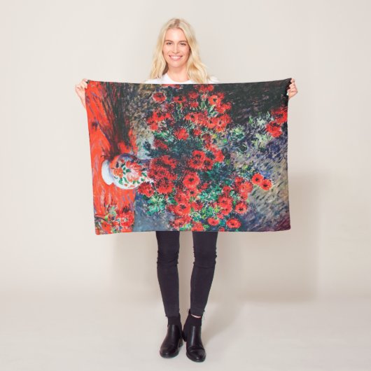 モネ・レッド・キク フリースブランケット (インサイチュ)