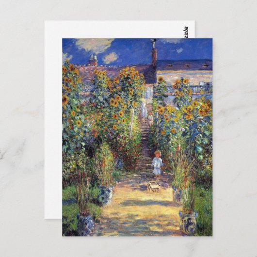 モネ「ヴェテウイルのアーティストガーデン」ポストカード ポストカード (正面/裏面)