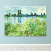 モネ – ヴェテウイルのセーヌ川の土手 キャンバスプリント (インサイチュ (ウッドフロア))