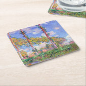 モネ,太陽のポプラ スクエアペーパーコースター (アングル)