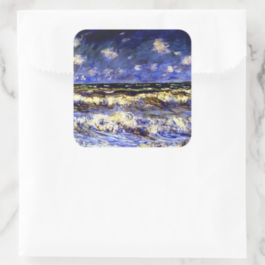 モネ – 嵐の海 スクエアシール (バッグ)