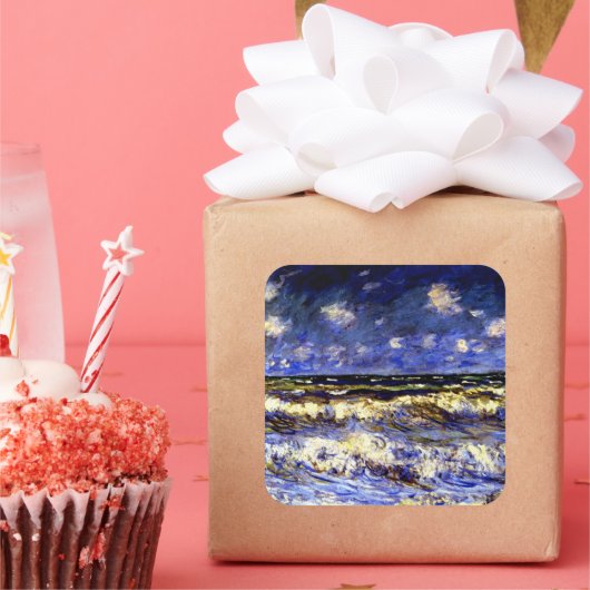 モネ – 嵐の海 スクエアシール (パーティー)