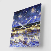 モネ – 嵐の海 スクエア壁時計 (傾斜)