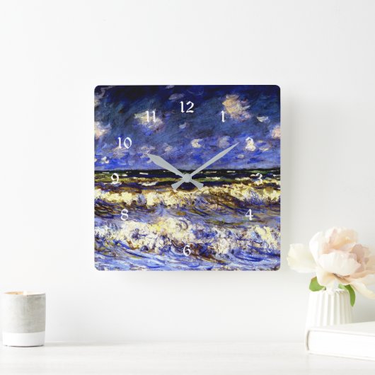 モネ – 嵐の海 スクエア壁時計 (ホーム)
