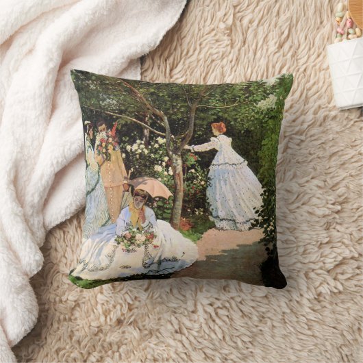 モネ – 庭の女性 クッション (ブランケット)