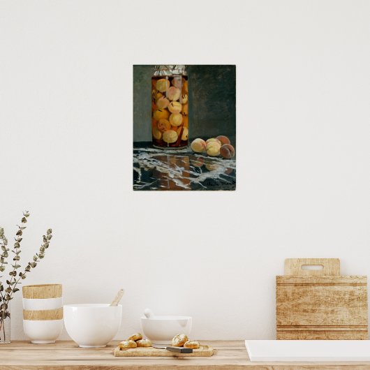 モネ – 桃の瓶 ポスター (キッチン)