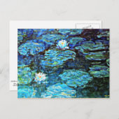 モネ-水リリー、青 ポストカード (正面/裏面)