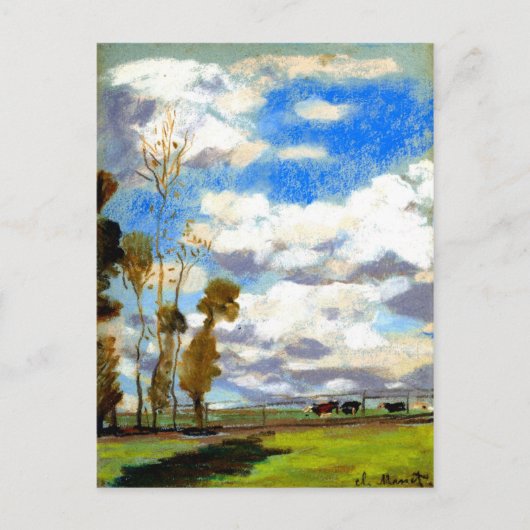 モネ – 牧草地に三頭の牛|過去記事 ポストカード (正面)