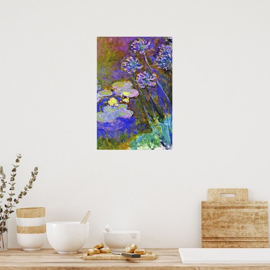 モネ – 睡蓮とアガパンツス ポスター (キッチン)