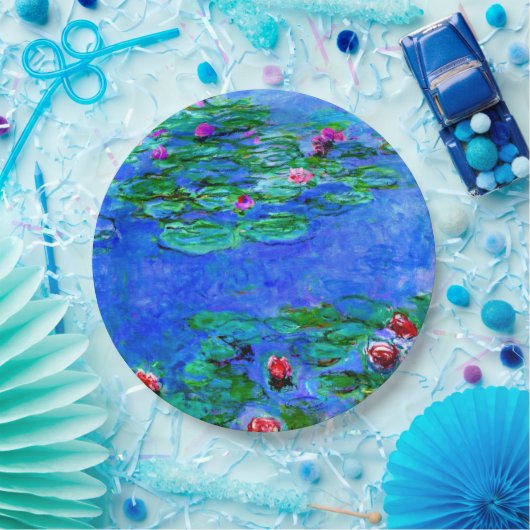 モネ – 睡蓮（赤） ペーパープレート (パーティー)