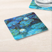 モネ – 睡蓮（青） スクエアペーパーコースター (アングル)