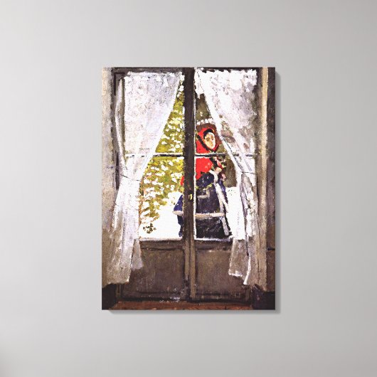 モネ – 赤いカーチーフ、印象派 キャンバスプリント (正面)