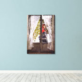 モネ – 赤いカーチーフ、印象派 キャンバスプリント (インサイチュ (ウッドフロア))